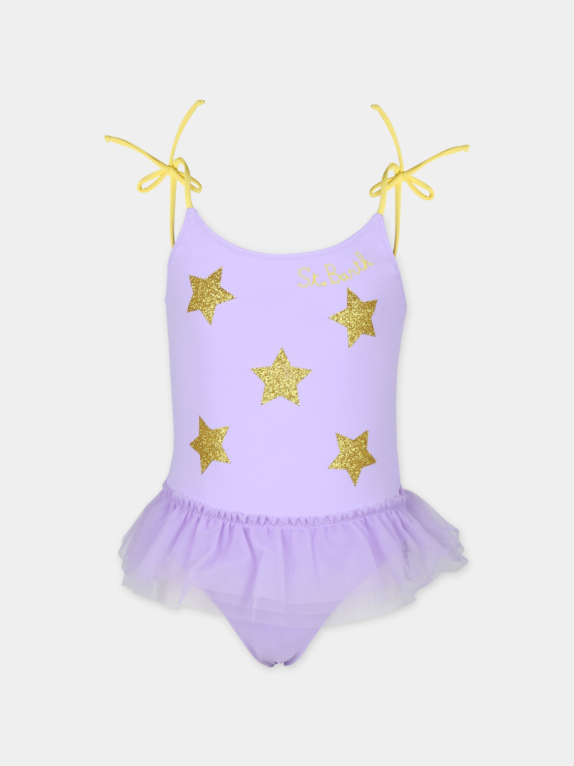 Costume intero viola per bambina con stelle,Mc2 Saint Barth,DANC0001 01059F
