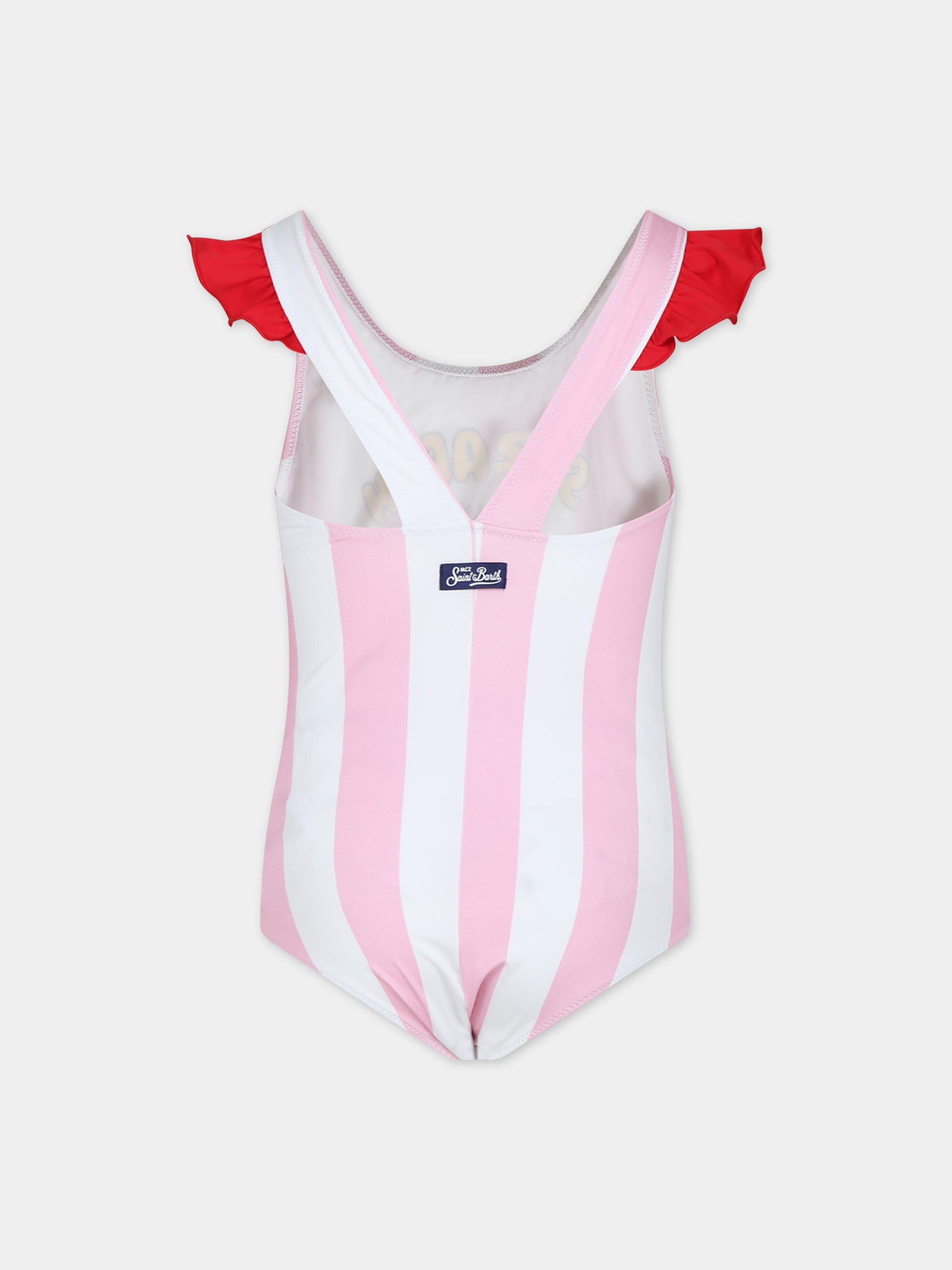 Costume rosa per bambina con fragola e logo,Mc2 Saint Barth,CARO001 00350F
