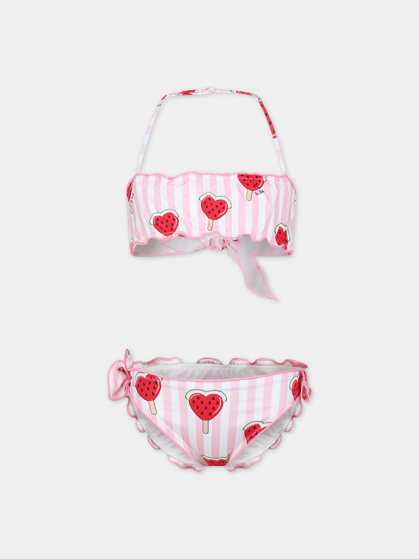 Bikini rosa per bambina con fragole e cuori,Mc2 Saint Barth,EMY0001 00726F
