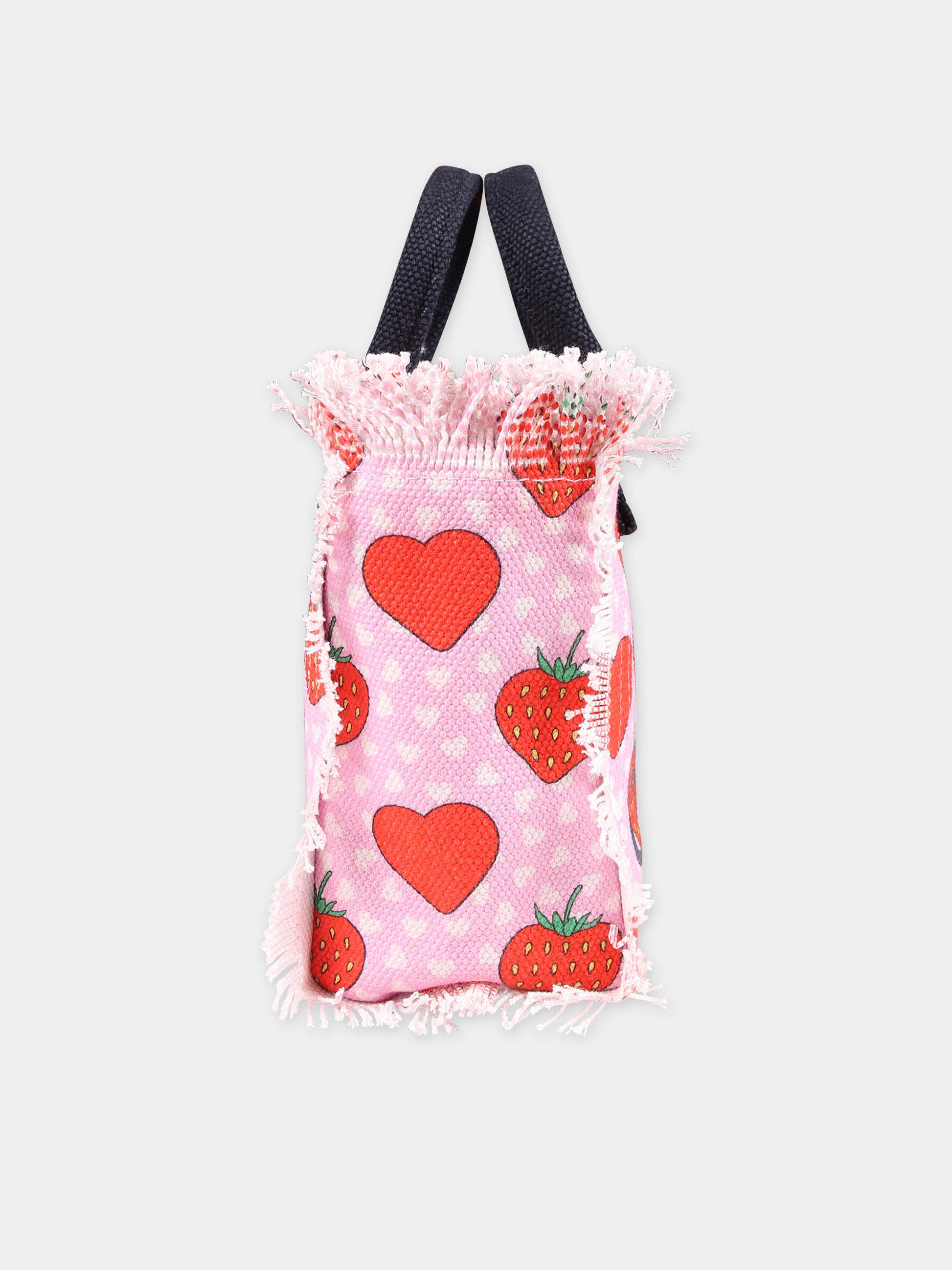 Borsa rosa per bambina con fragole e logo,Mc2 Saint Barth,VAMI001 00543F