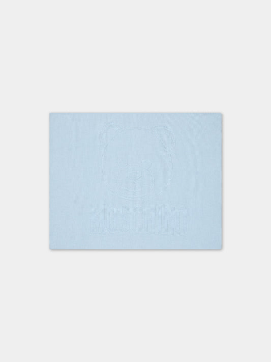 Coperta celeste per neonato con Teddy Bear,Moschino Kids,MUB00B LHE1340304