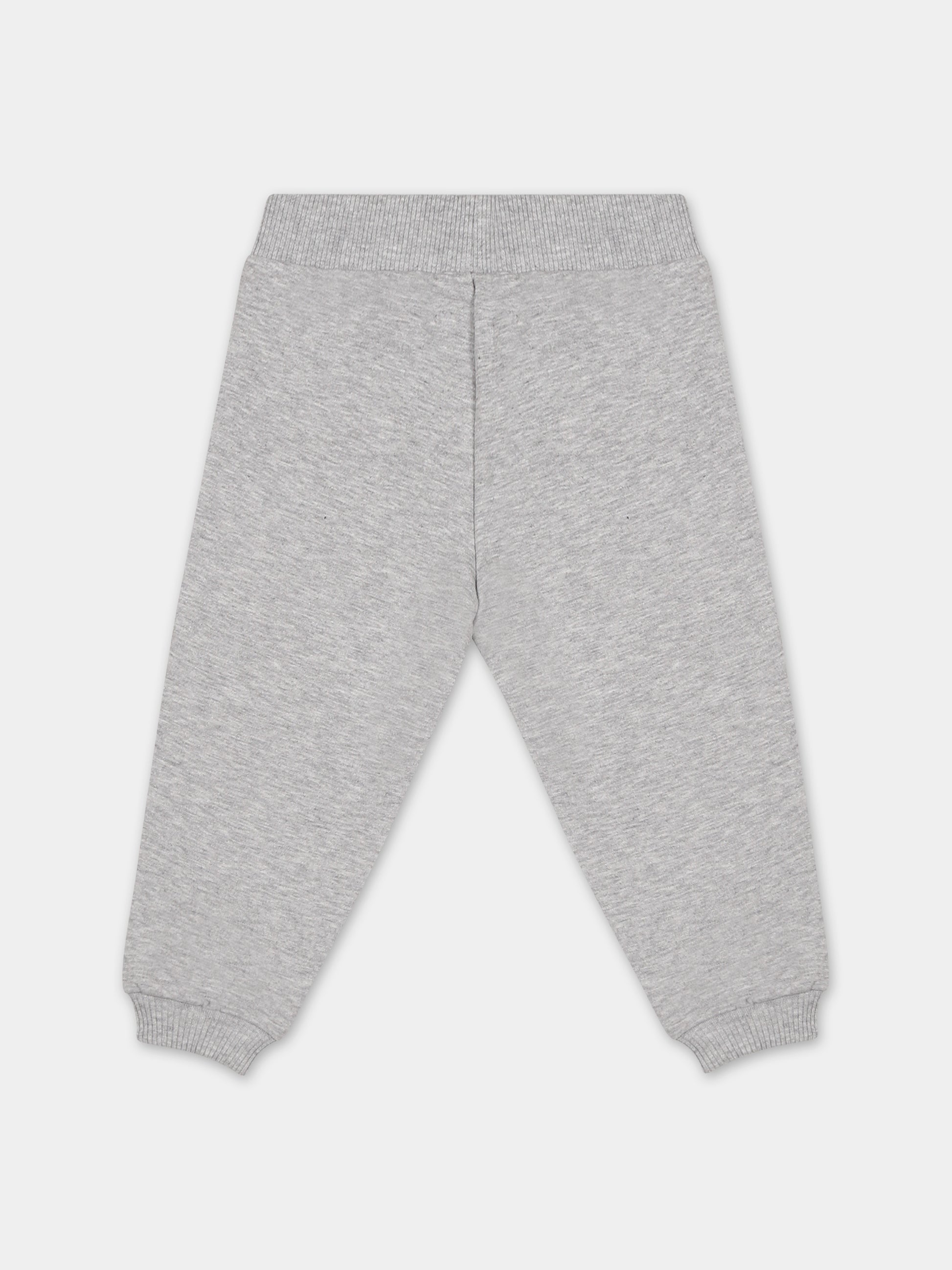 Pantaloni grigi per neonati con logo,Moschino Kids,MMP04O LDA27 60926