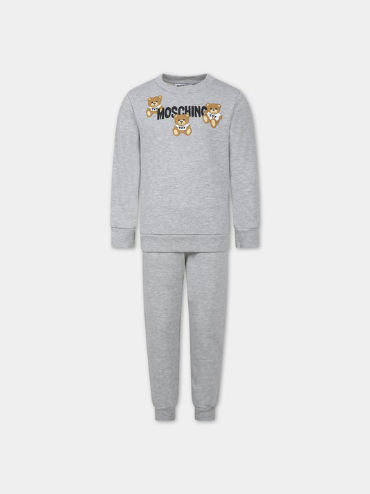 Completo grigio per bambini con Teddy Bears,Moschino Kids,HUK03E LCA32 60926