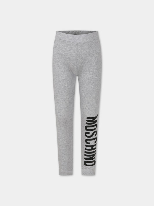 Leggings grigi per bambina con logo,Moschino Kids,H4P047 LBA00 60926