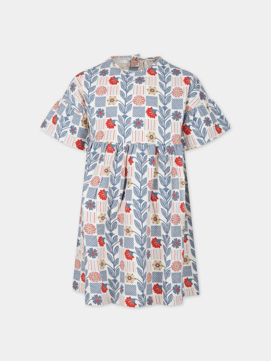 Vestito bianco per bambina con stampa fiori,Coco Au Lait,16COCO S016