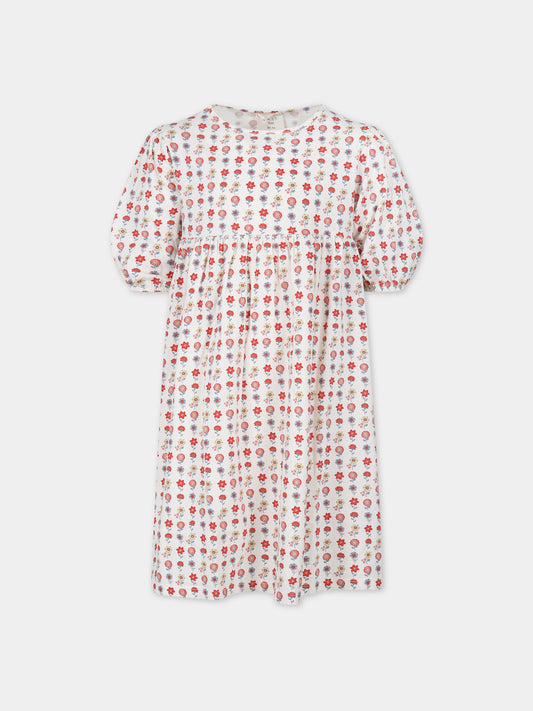 Vestito avorio per bambina con stampa fiori,Coco Au Lait,16COCO S027