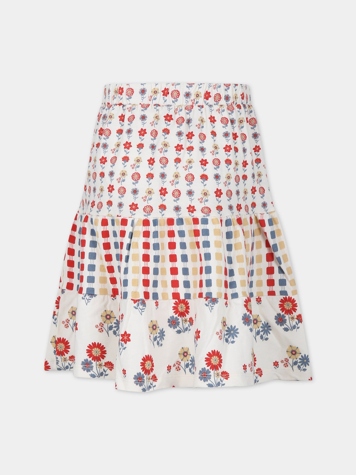 Vestito avorio per bambina con stampa fiori e motivo geometrico,Coco Au Lait,16COCO S047