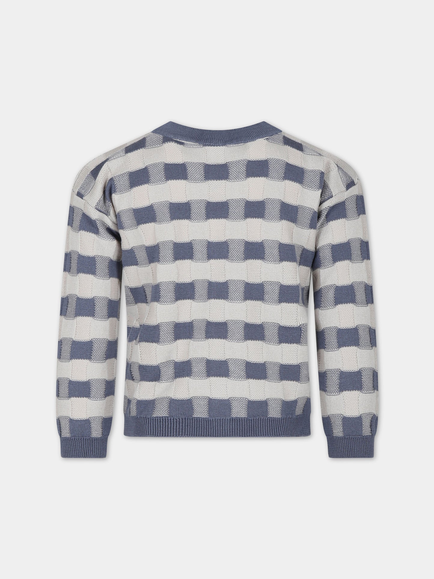 Cardigan celeste per bambina con motivo a scacchi,Coco Au Lait,16COCO S111