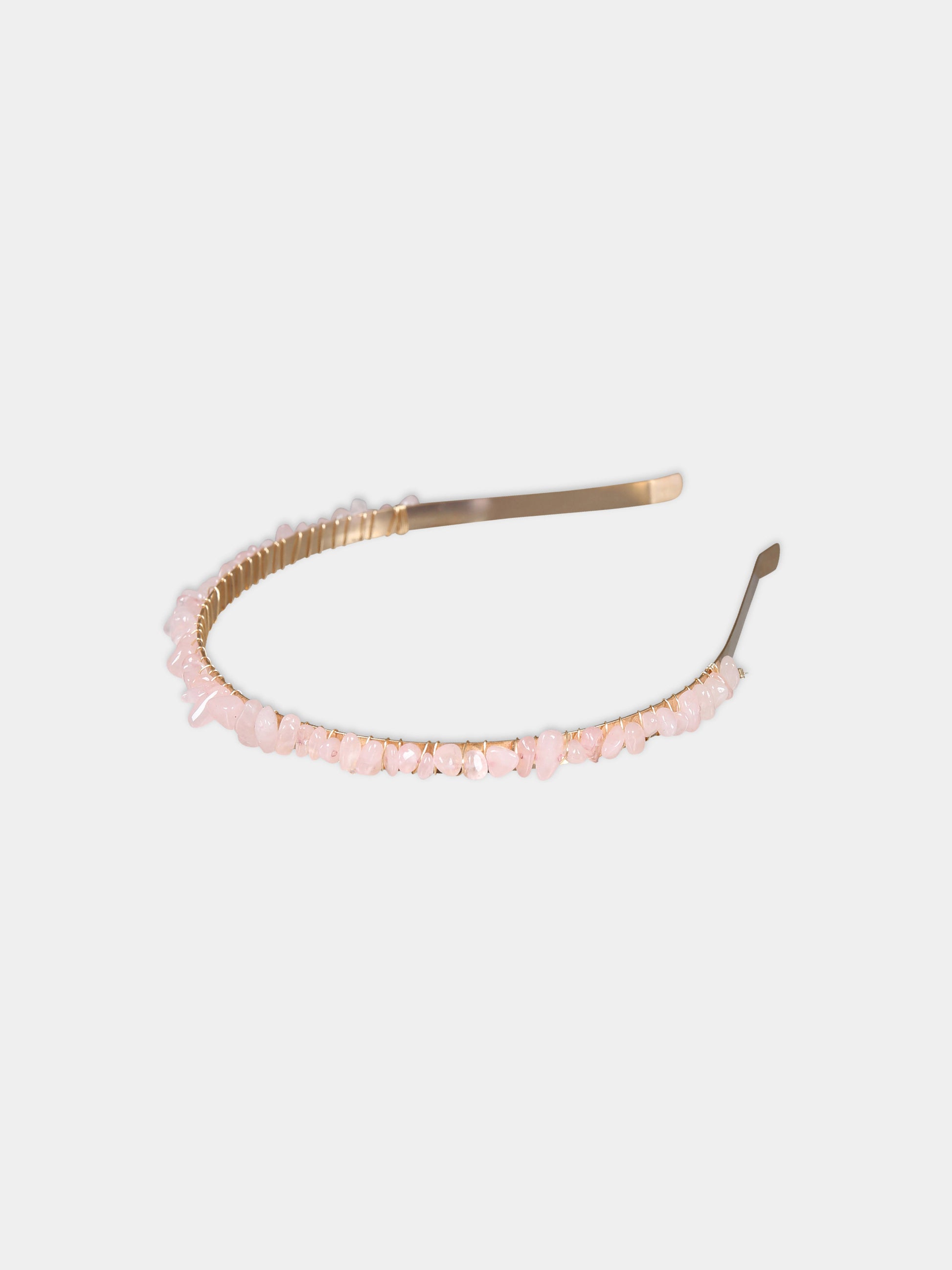 Cerchietto rosa per bambina con pietre,Illy Trilly,PARTY STONE PINK QUARTZ