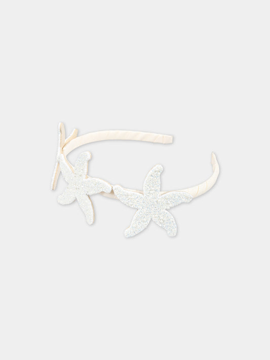 Cerchietto bianco per bambina con stelle marine,Illy Trilly,SEA STARS CROWN PLATINUM