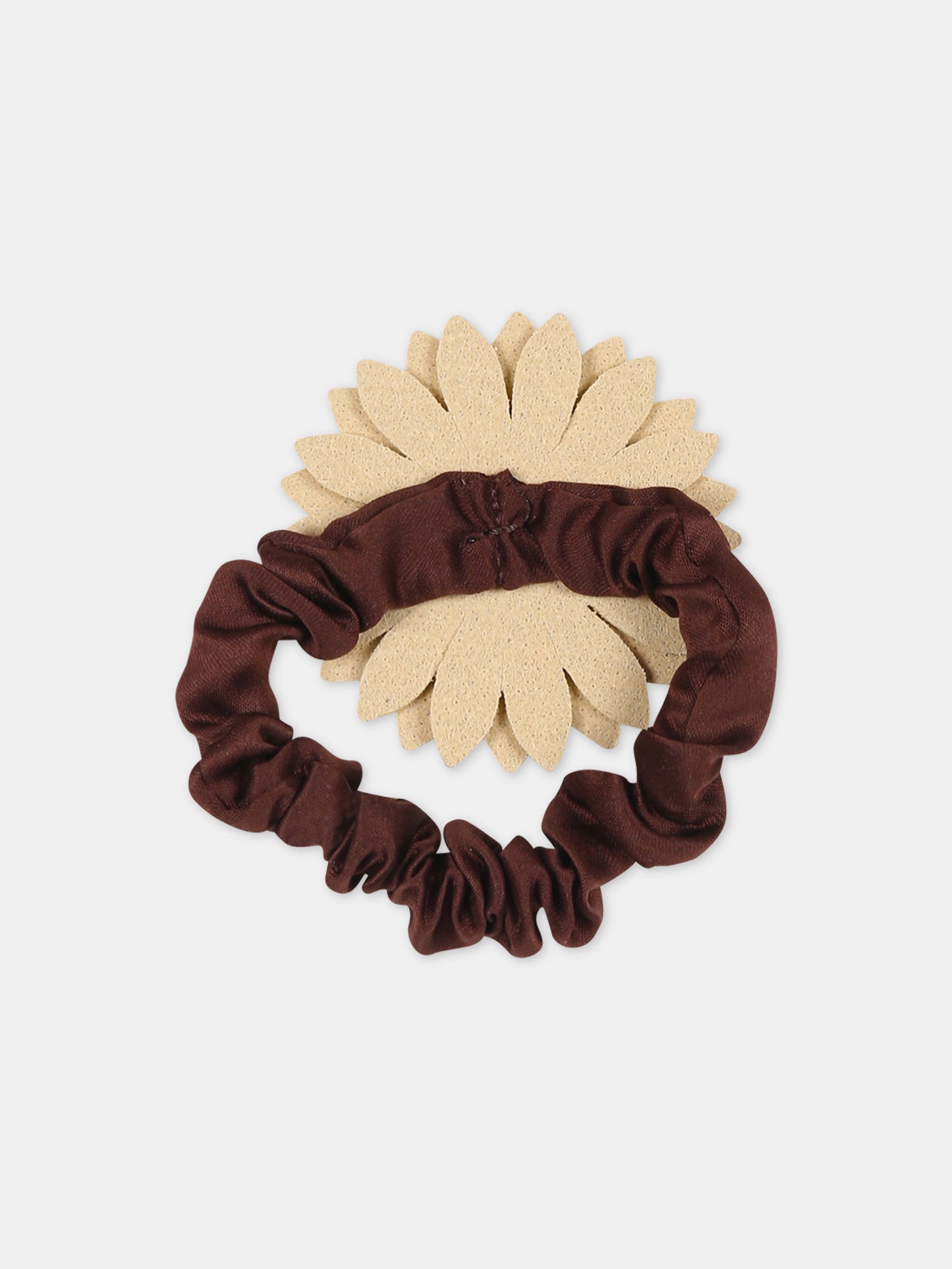 Elastico marrone per bambina con girasole,Illy Trilly,FLOWER SUNFLOWER SCRUNCHY