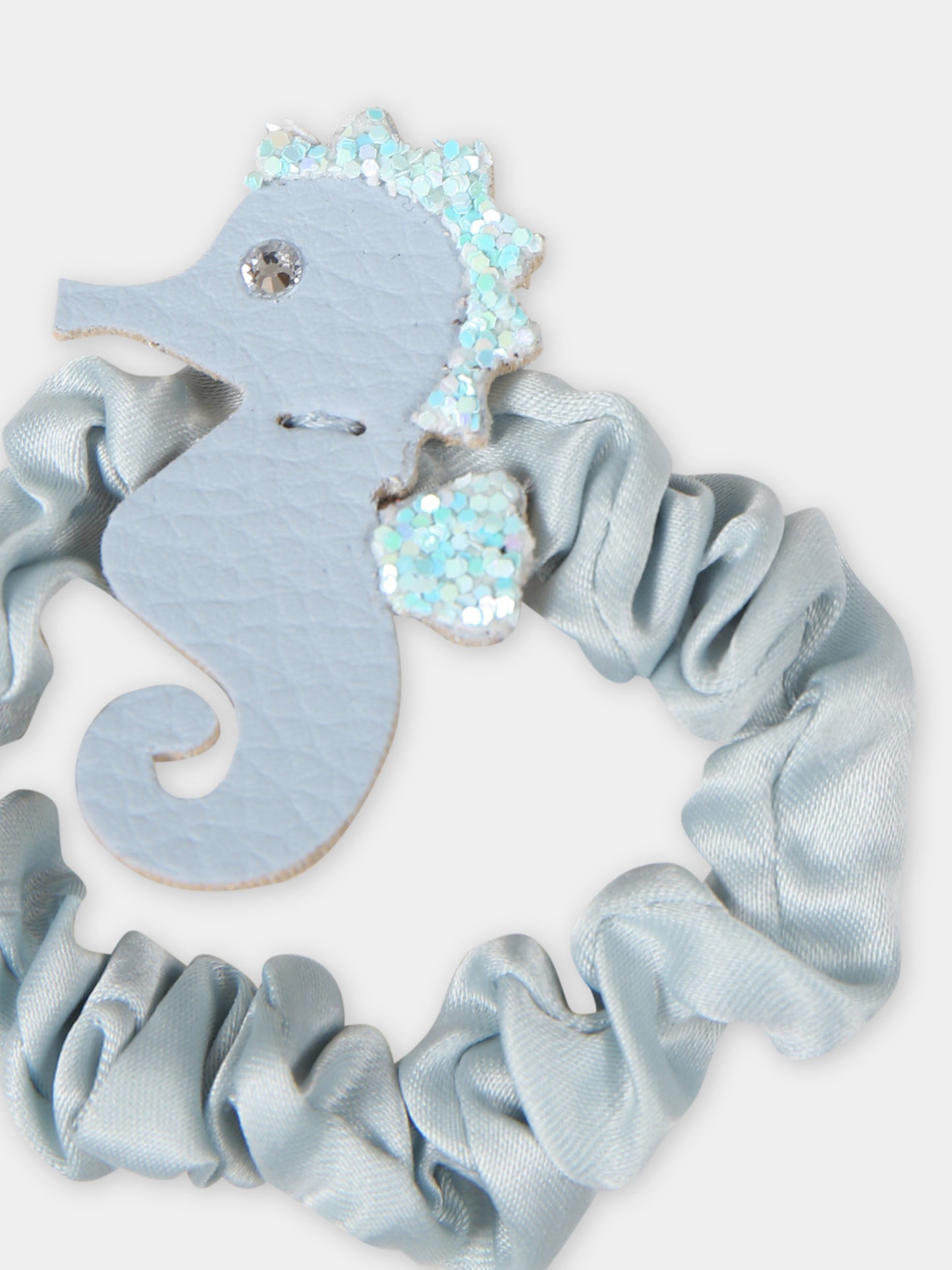 Elastico azzurro per bambina con cavalluccio marino,Illy Trilly,SEA HORSE SCRUNCHY