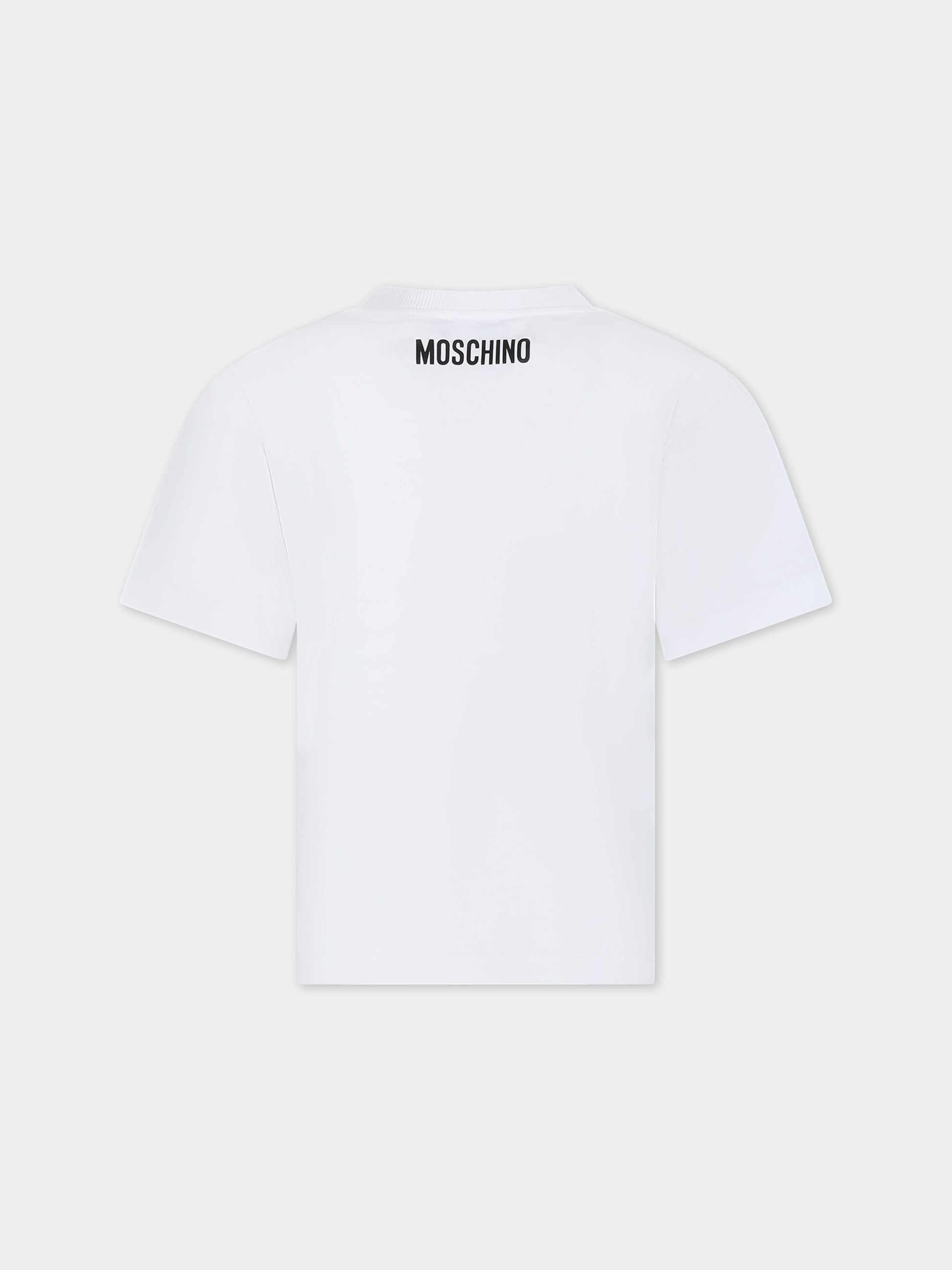 T-shirt bianca per bambini con punto interrogativo,Moschino Kids,HEM060 LAA02 10101