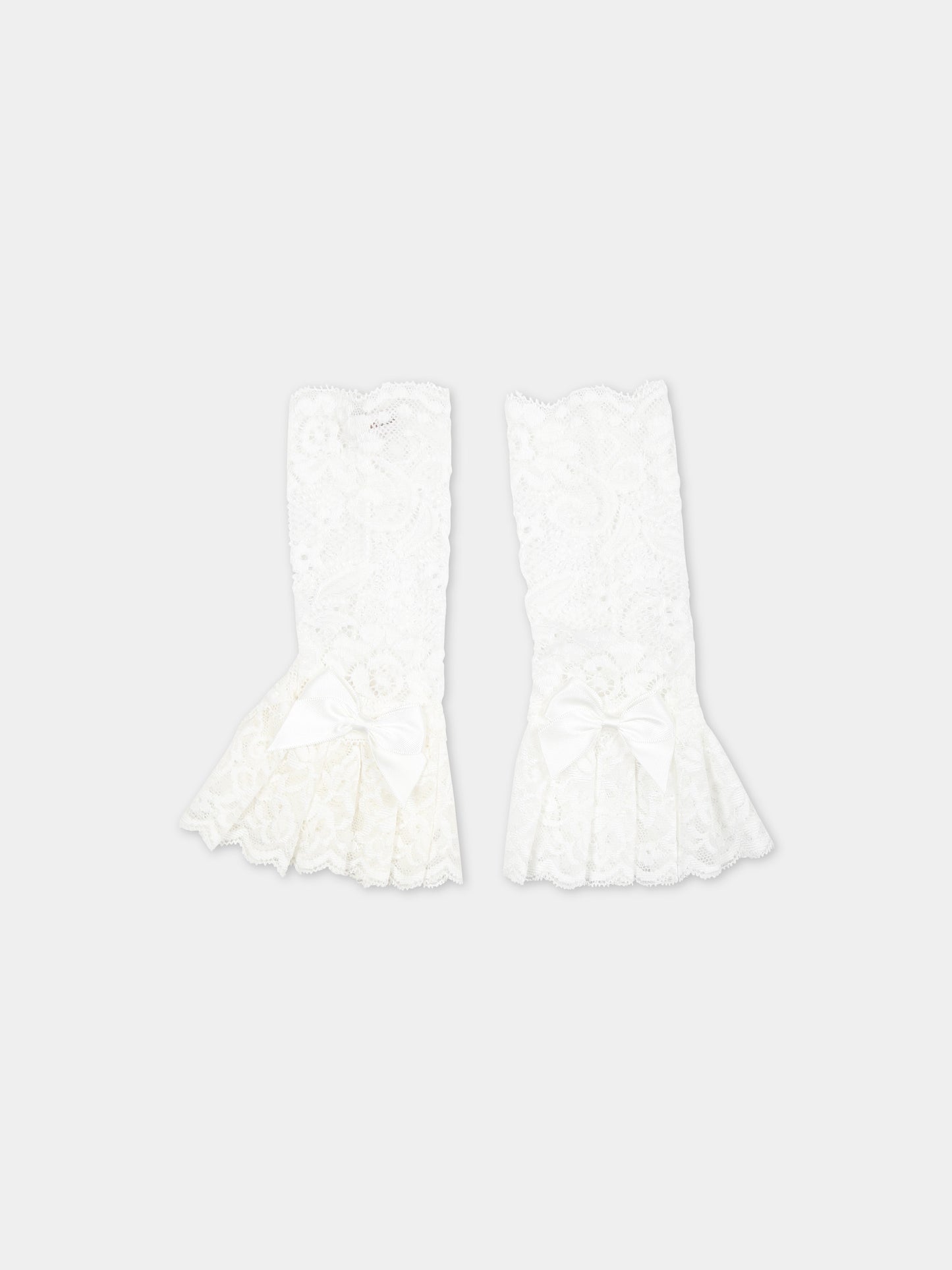 Manicotti bianchi per bambina in pizzo macramé,Monnalisa,79C013 3785 0001