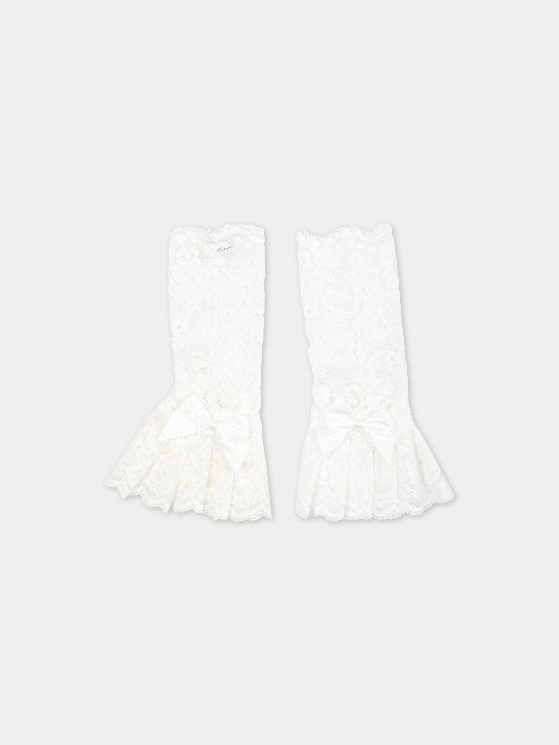 Manicotti bianchi per bambina in pizzo macramé,Monnalisa,79C013 3785 0001