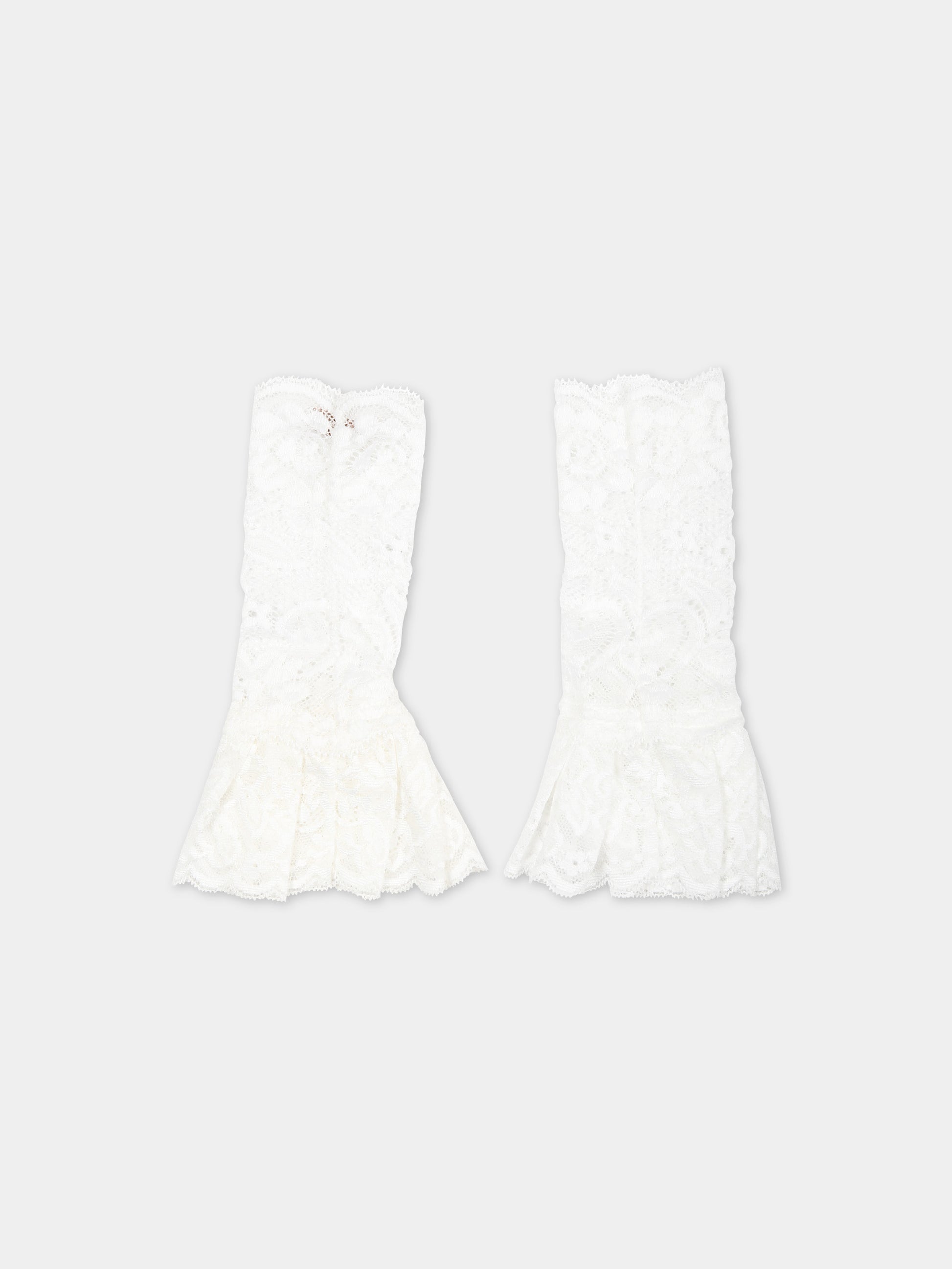 Manicotti bianchi per bambina in pizzo macramé,Monnalisa,79C013 3785 0001