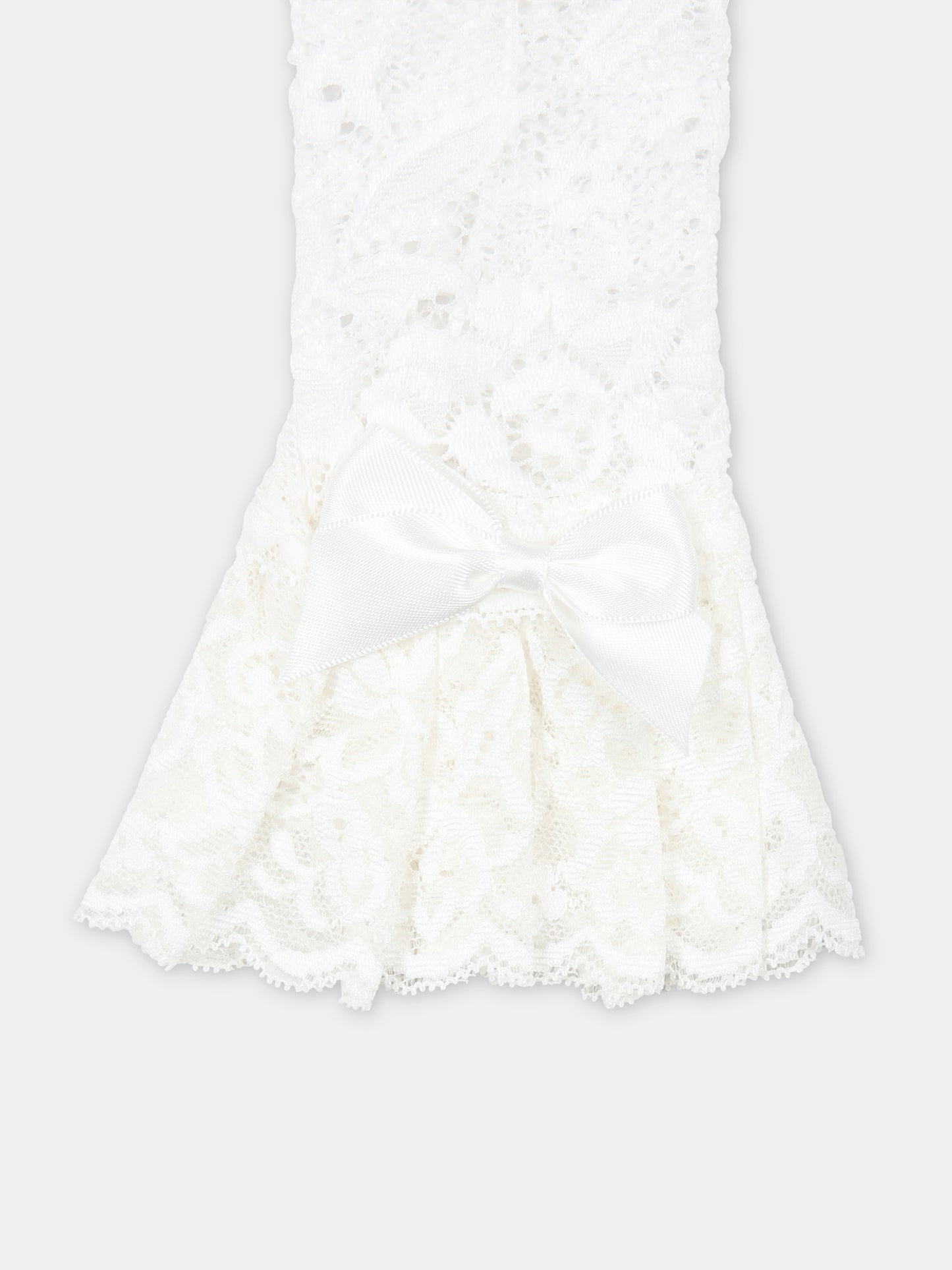 Manicotti bianchi per bambina in pizzo macramé,Monnalisa,79C013 3785 0001