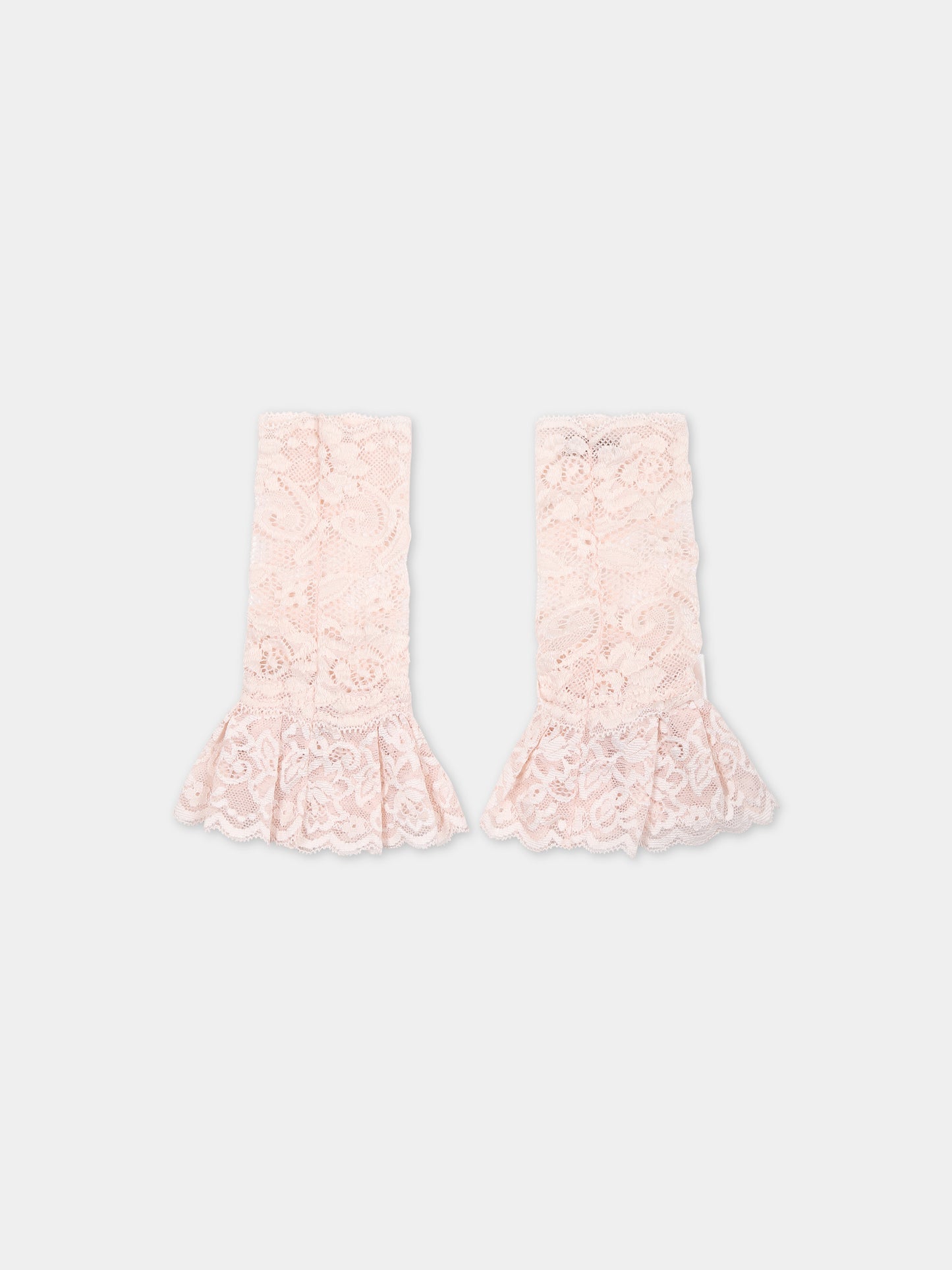 Manicotti rosa per bambina in pizzo macramé,Monnalisa,79C013 3785 0092