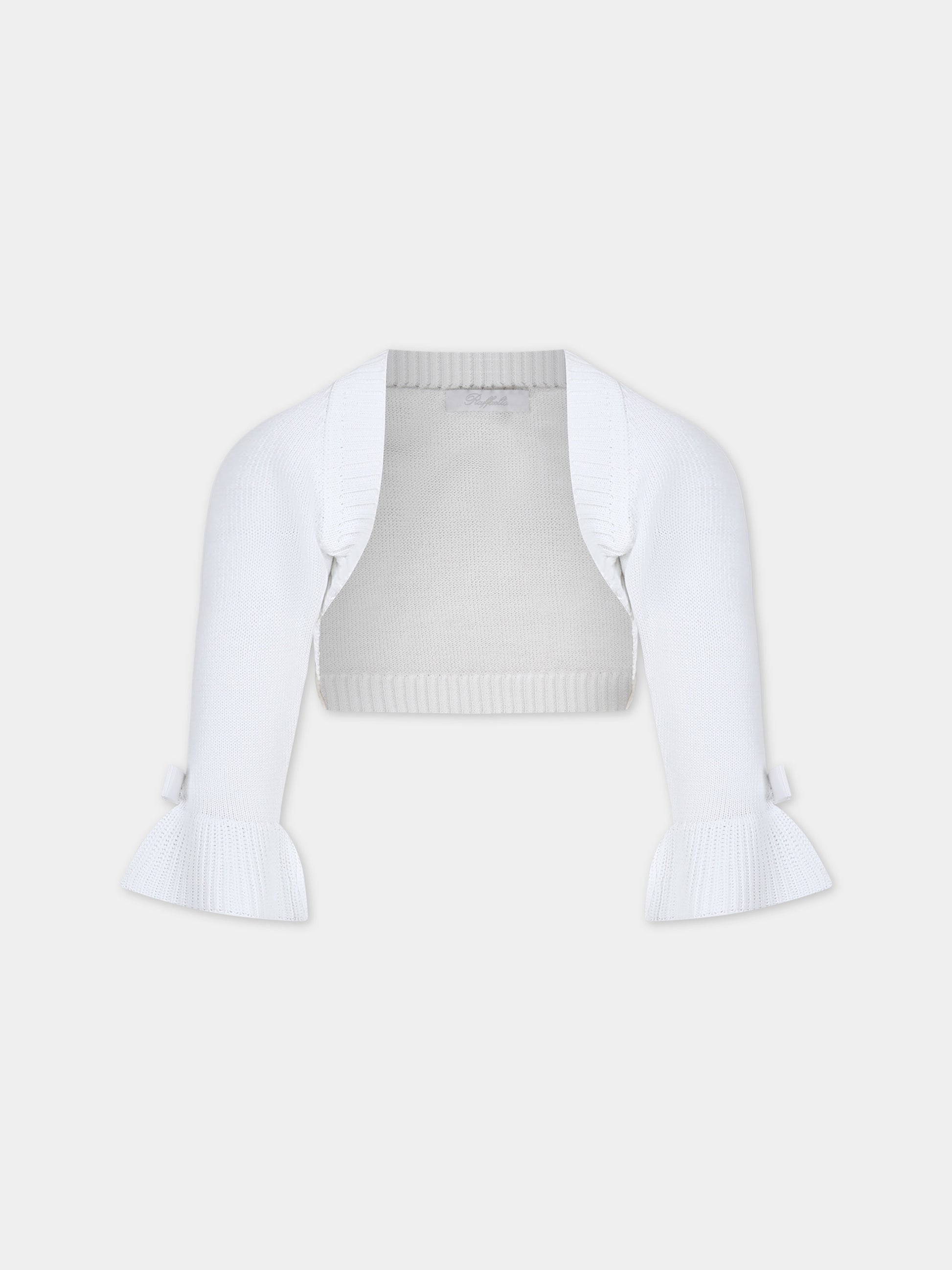 Cardigan bianco per bambina,Raffaella,COPRISPALLE VOLANT