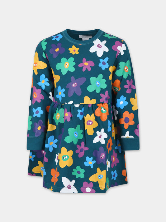 Vestito verde per bambina con stampa fiori,Stella Mccartney Kids,TT1B30 Z1332 619MC