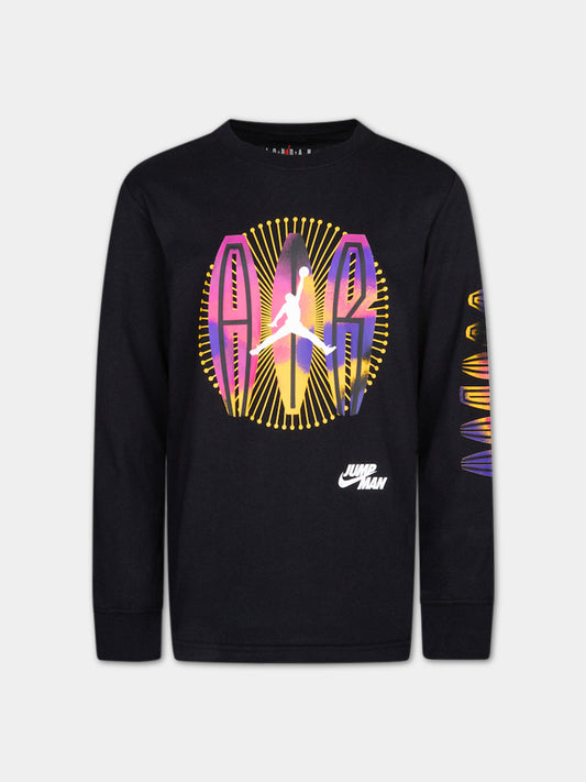 T-shirt nera per bambini con stampa e scritta,Jordan,95B991 023