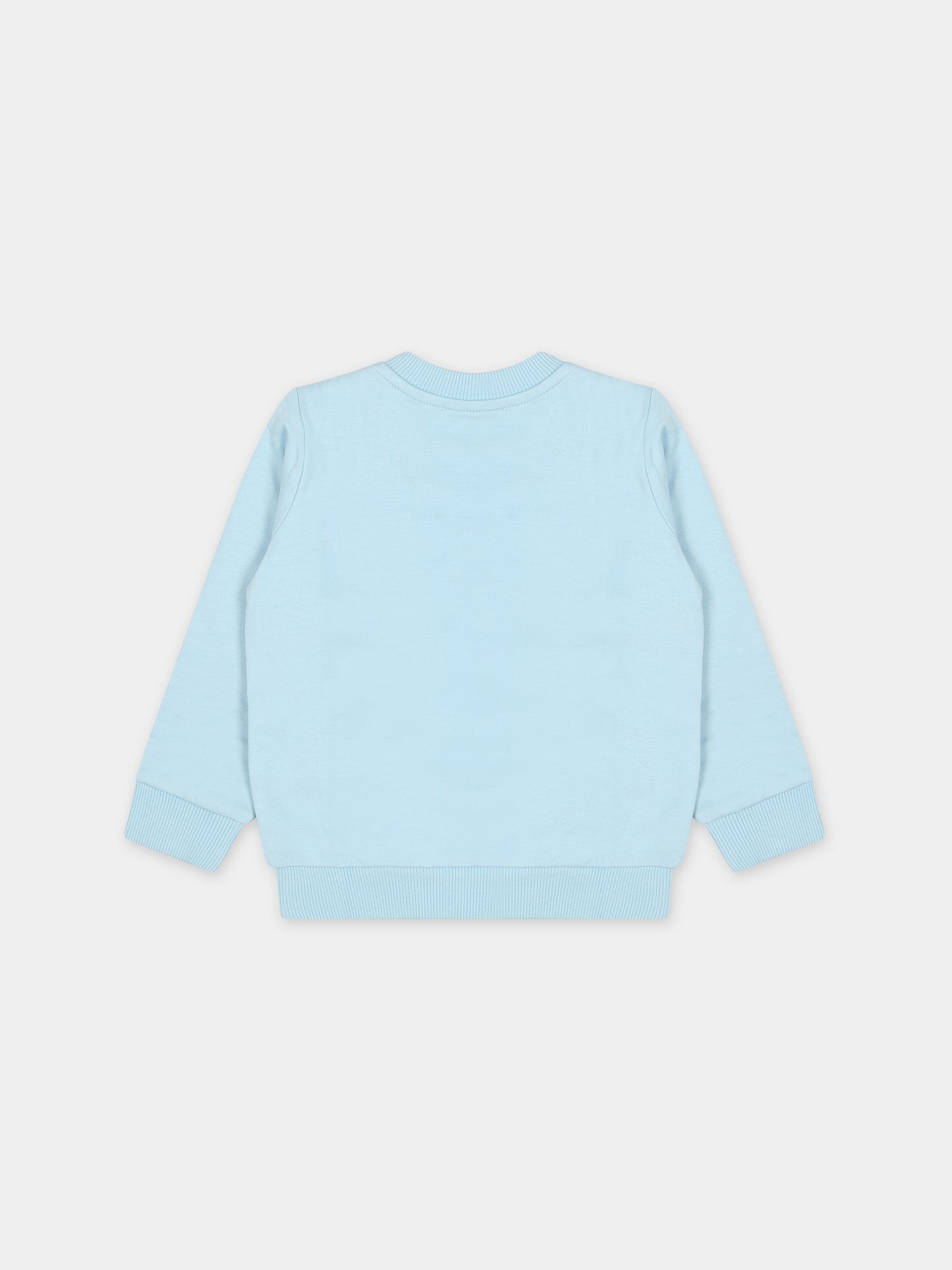 Felpa celeste per neonato con Teddy Bear,Moschino Kids,MOF04Q LCA40 40304