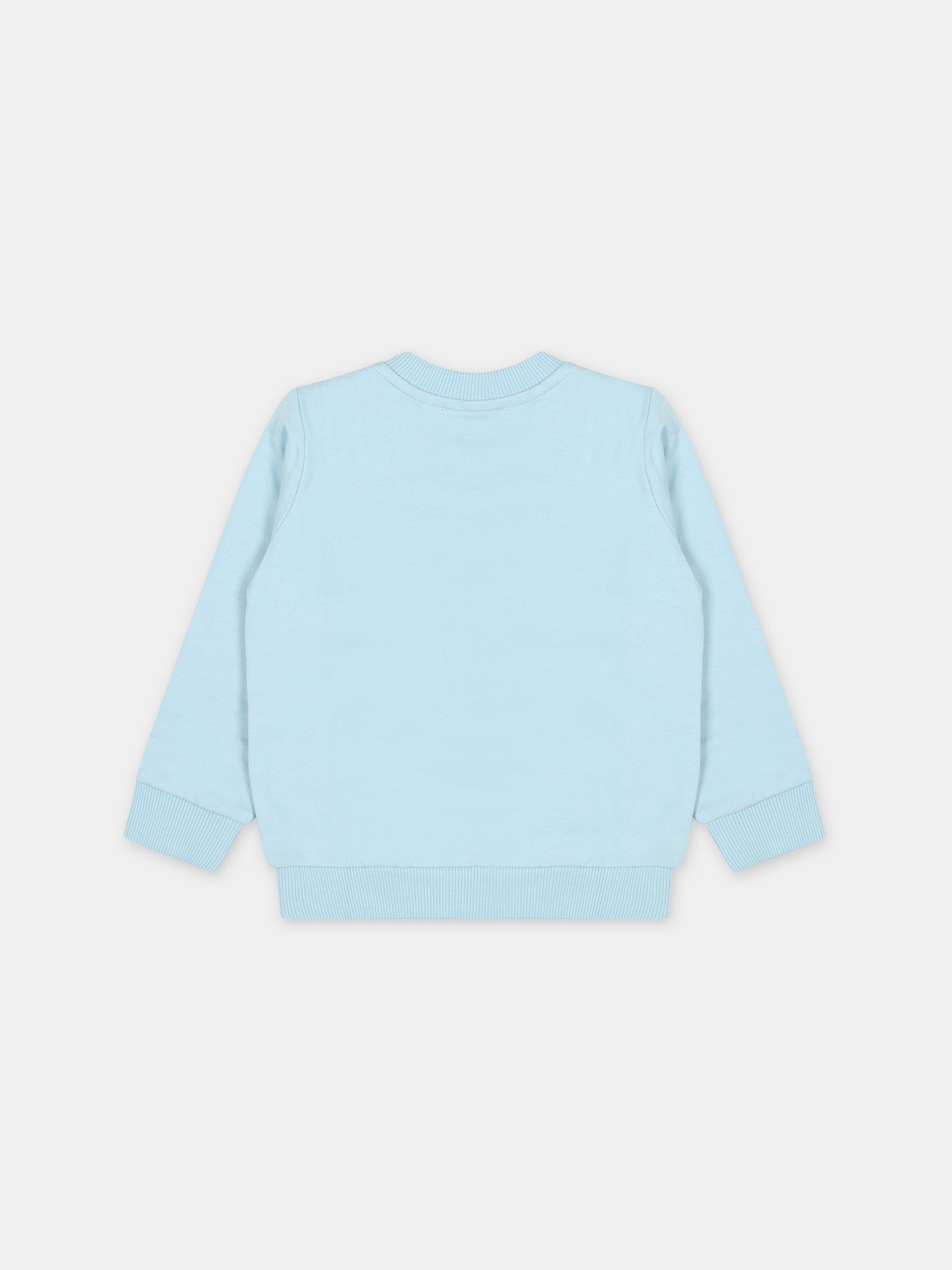 Felpa celeste per neonato con Teddy Bear,Moschino Kids,MOF04Q LCA40 40304