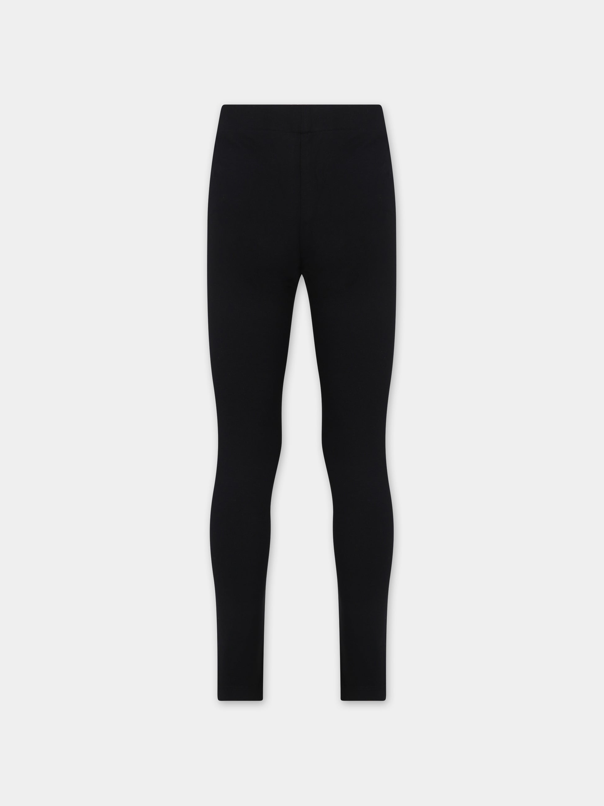 Leggings neri per bambina con logo,Moschino Kids,HAP04X LBA11 60100