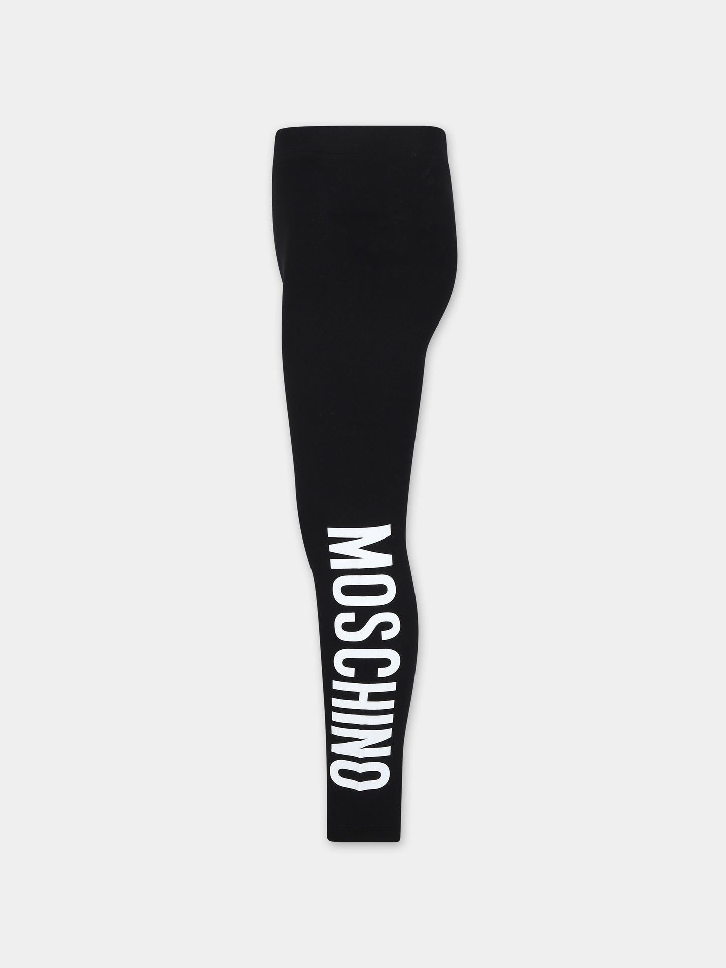 Leggings neri per bambina con logo,Moschino Kids,HAP04X LBA11 60100
