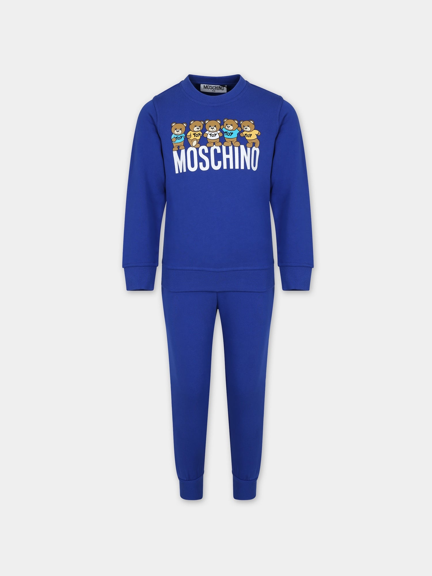 Completo blu per bambino con Teddy bears e logo,Moschino Kids,HMK03E LCA28 40457