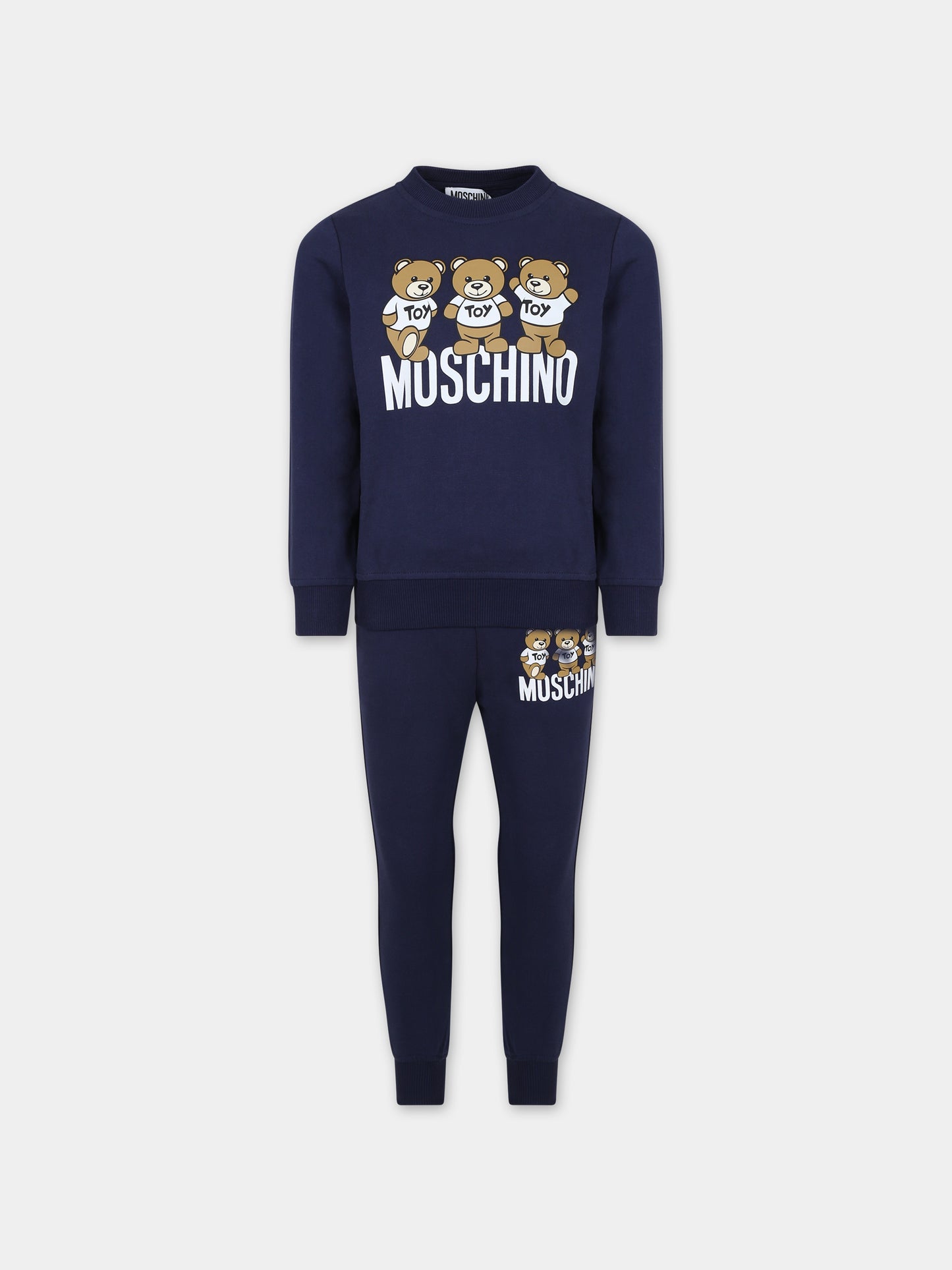 Completo blu per bambino con Teddy Bears e logo,Moschino Kids,HUK03G LCA40 40016