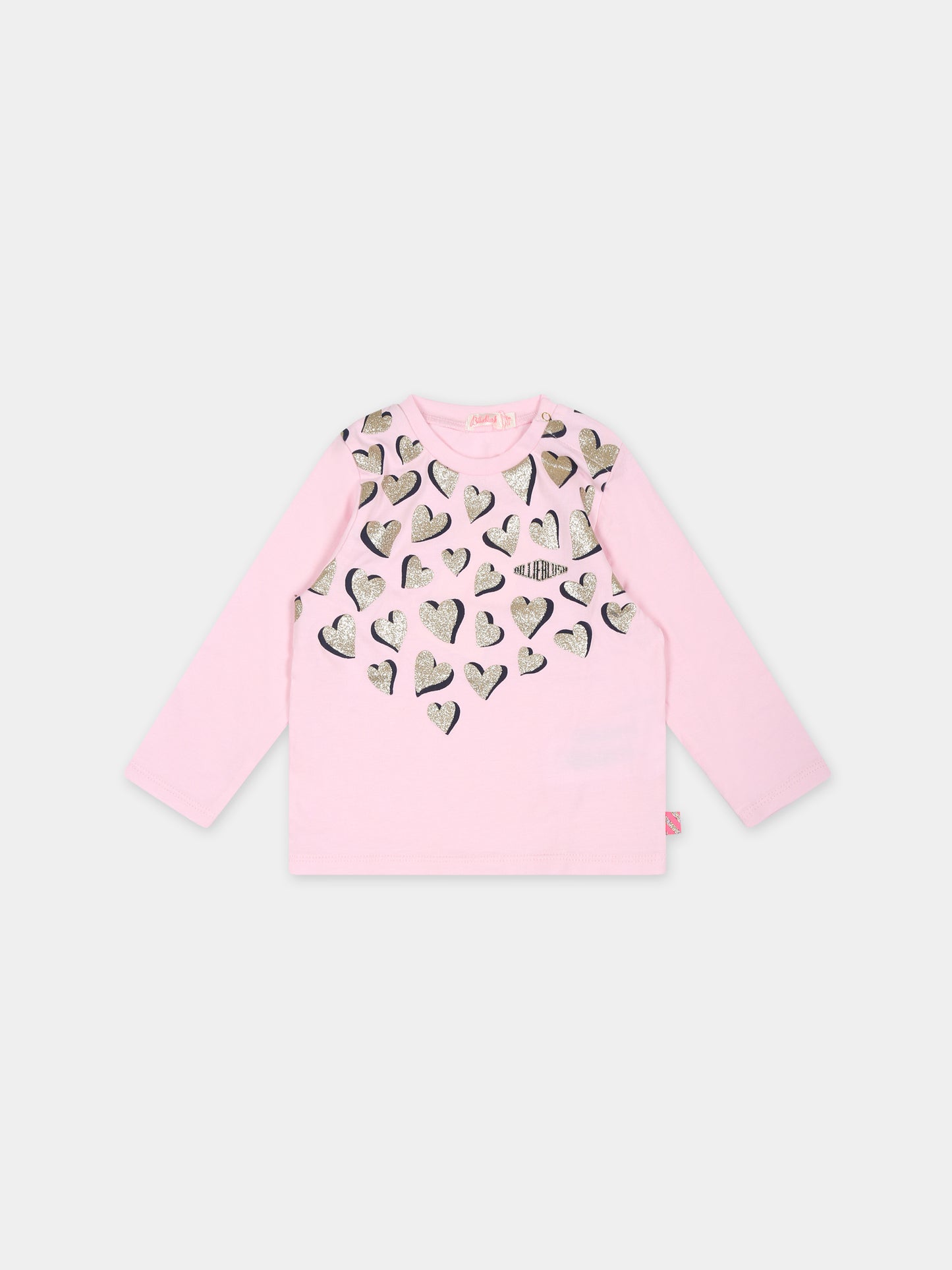 T-shirt rosa per neonata con cuori,Billieblush,U05384 46B