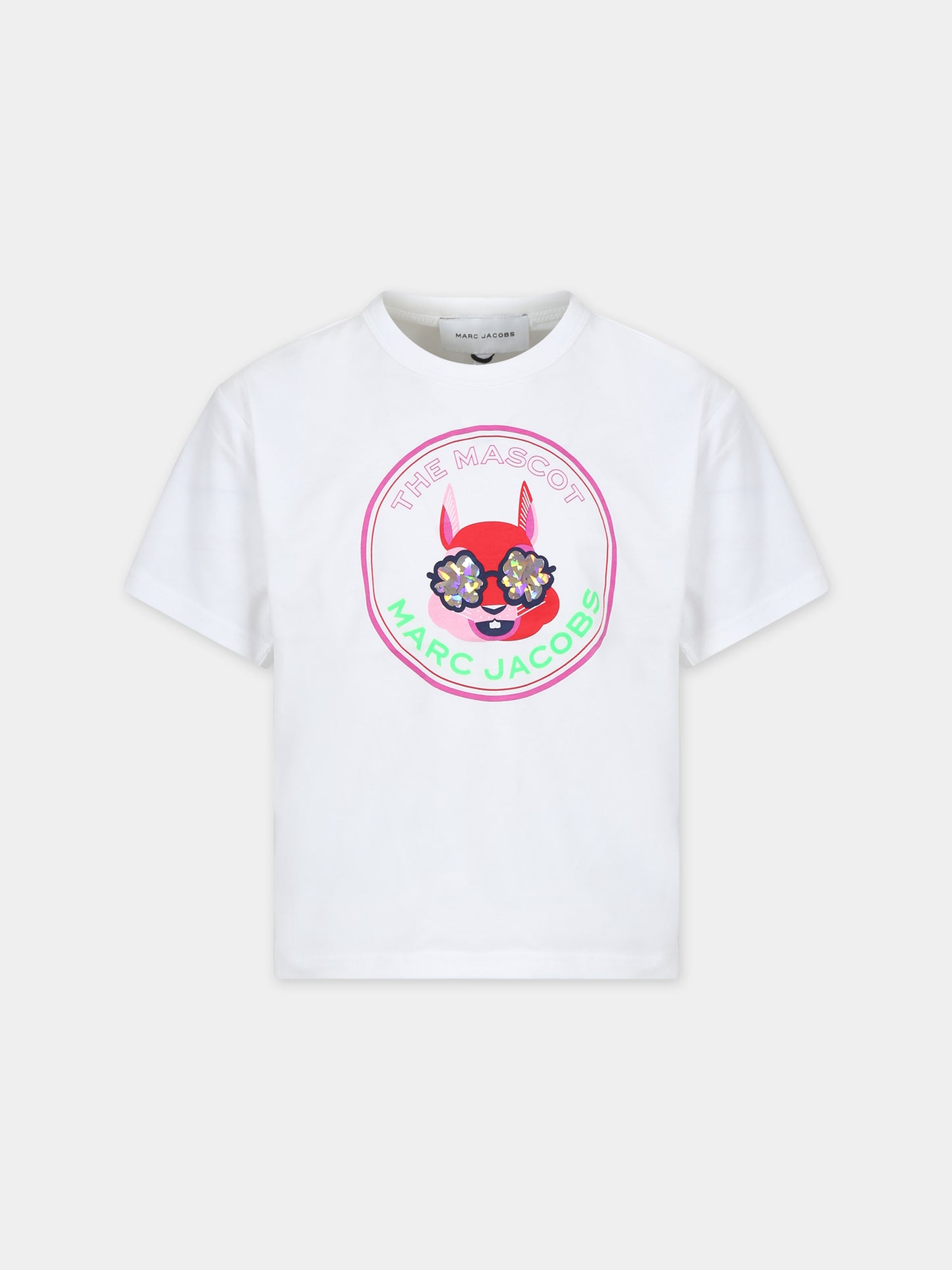 T-shirt bianca per bambina con stampa coniglio,Little Marc Jacobs,W15615 10B