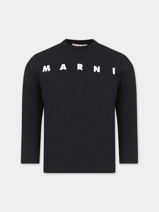 T-shirt nera per bambina con logo,Marni Kids,M00870 0M900