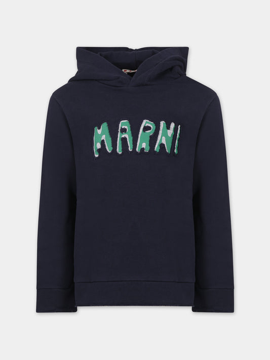 Felpa blu per bambini con logo,Marni Kids,M00820 0M803