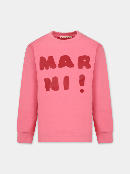 Felpa rosa per bambina con logo,Marni Kids,M00935 0M338