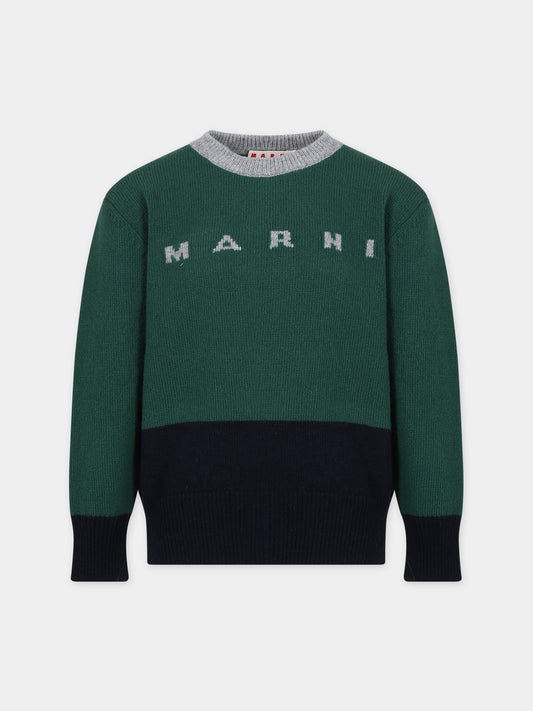 Maglione verde per bambina con logo,Marni Kids,M00932 0M523