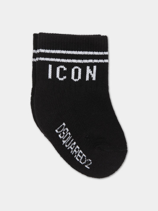 Calze nere per neonato con logo,Dsquared2,DQ1081 D00WI DQ900