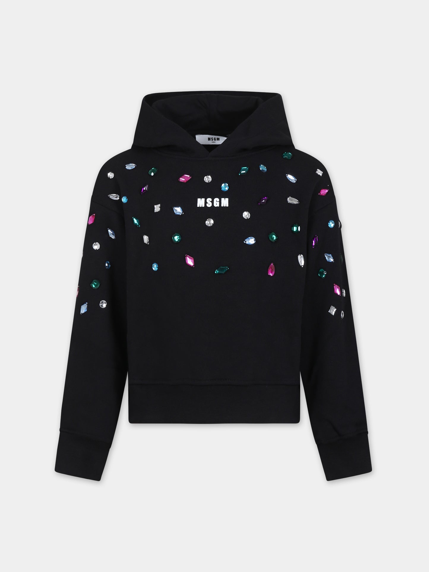 Felpa nera per bambina con logo,Msgm Kids,F3MSJGHS086 110