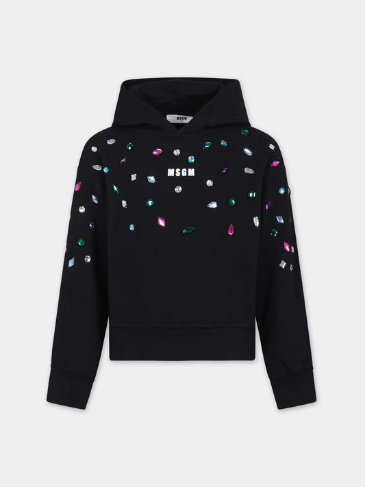 Felpa nera per bambina con logo,Msgm Kids,F3MSJGHS086 110