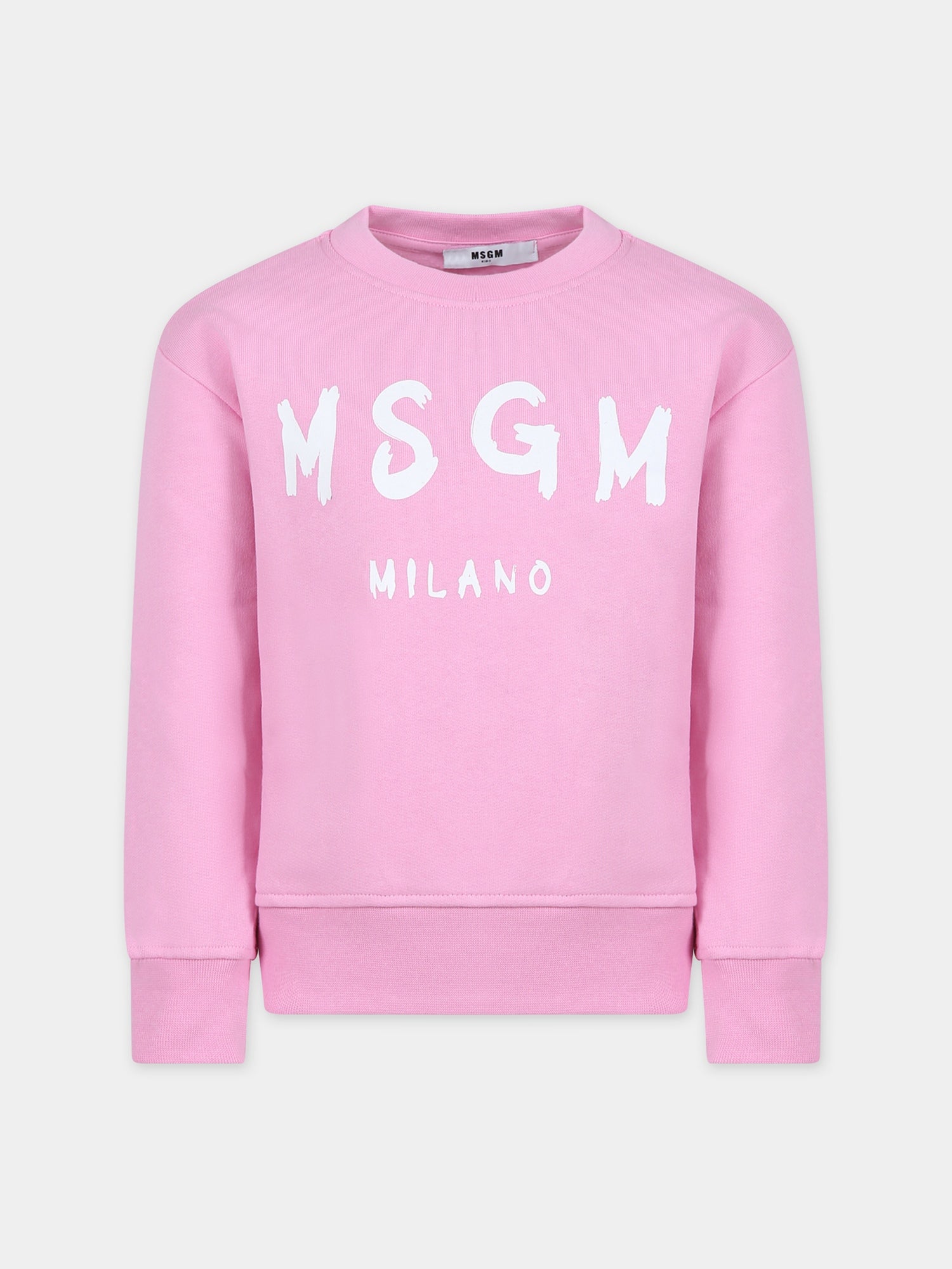 Felpa rosa per bambina con logo,Msgm Kids,F3MSJUSW022 042