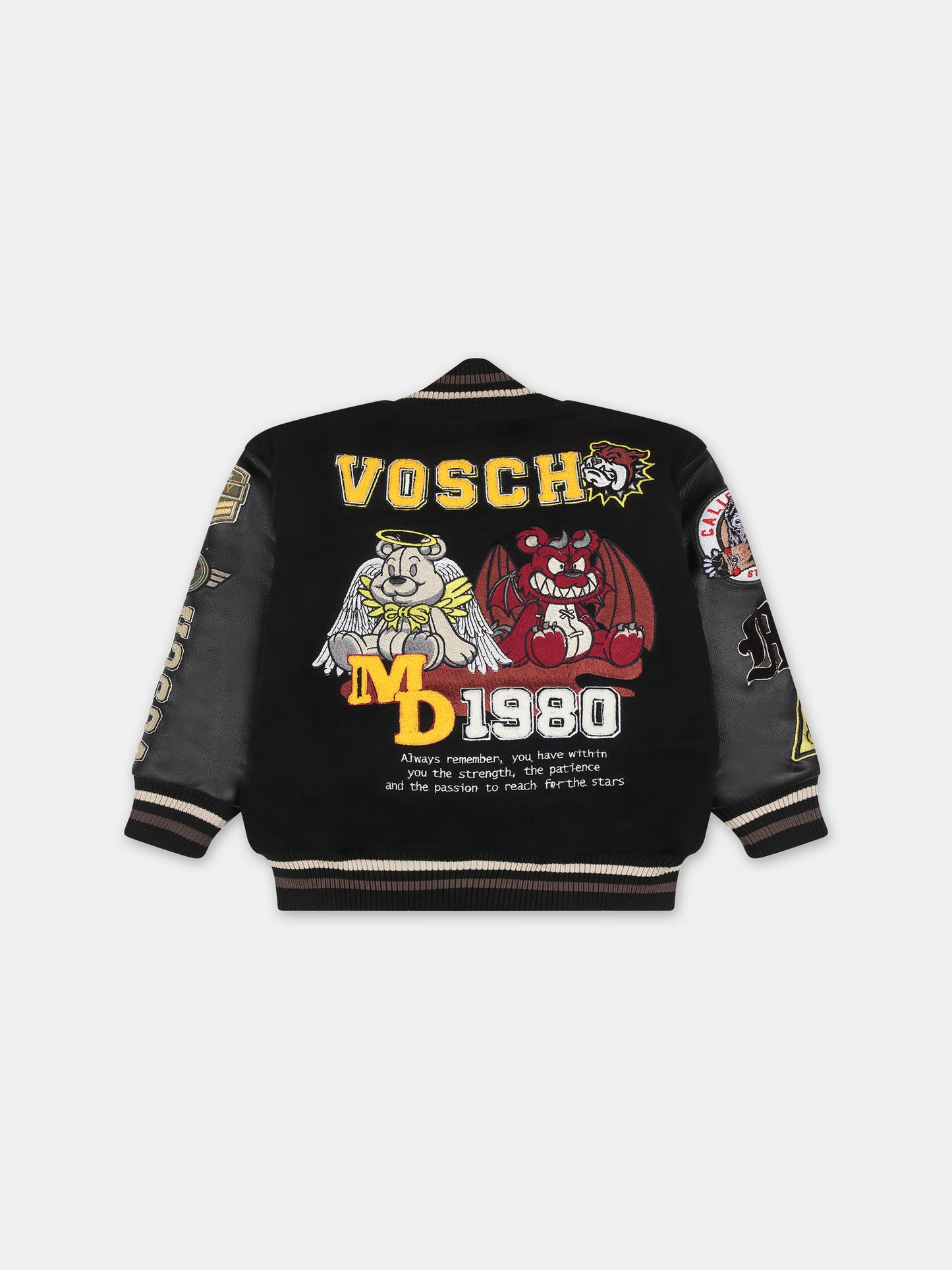 Bomber nero per neonati con ricami e logo,Vosch,VDC002