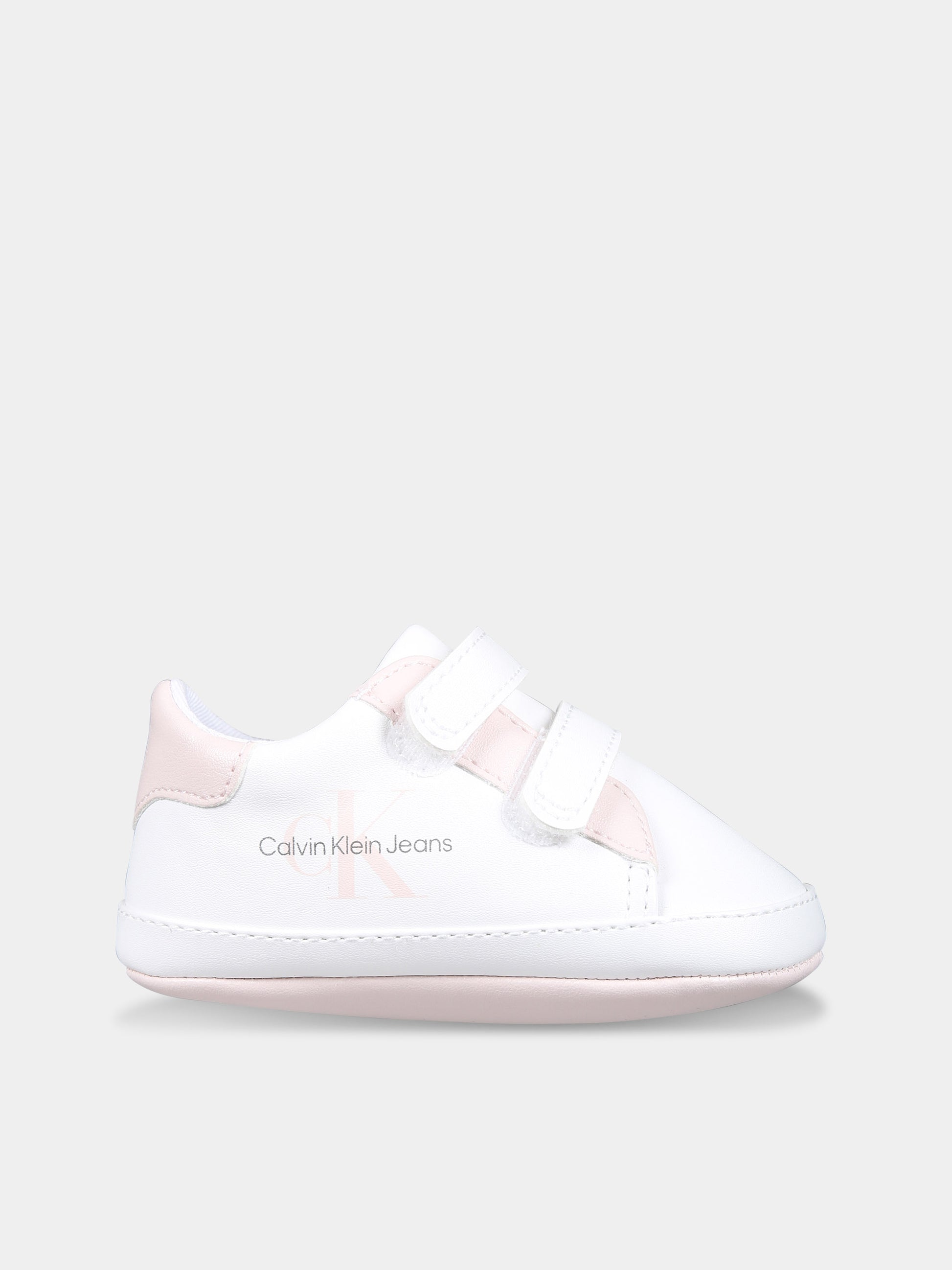 Sneakers bianche per neonata con logo,Calvin Klein Kids,V0A4 80780 1582X134
