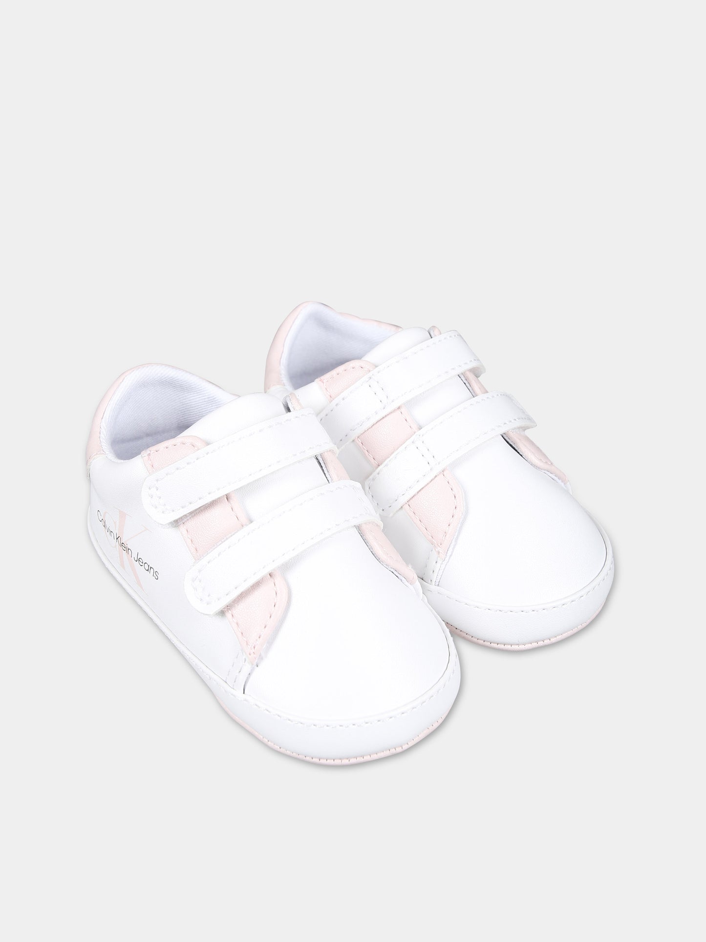 Sneakers bianche per neonata con logo,Calvin Klein Kids,V0A4 80780 1582X134