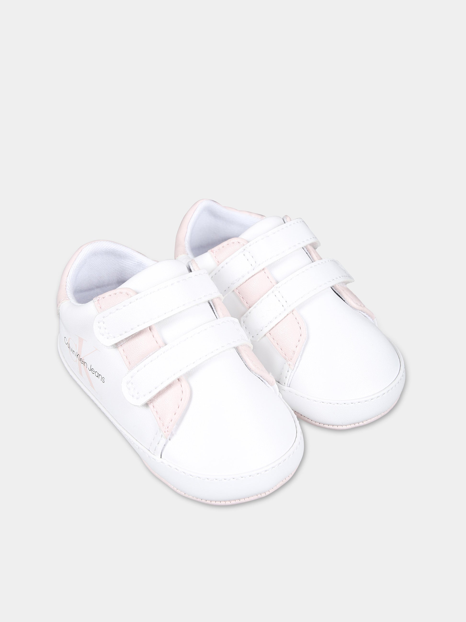 Sneakers bianche per neonata con logo,Calvin Klein Kids,V0A4 80780 1582X134