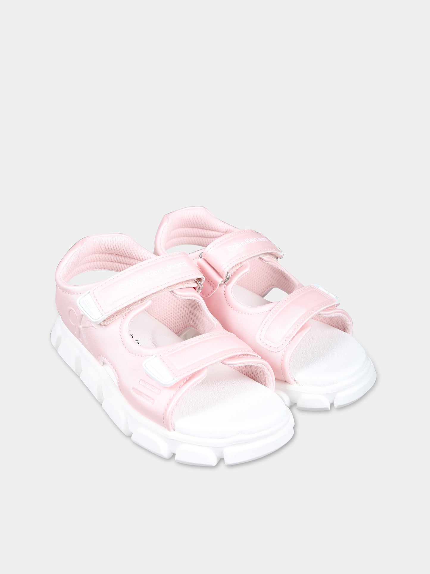 Sandali rosa per bambina con logo,Calvin Klein Kids,V1A2 80820 1688302