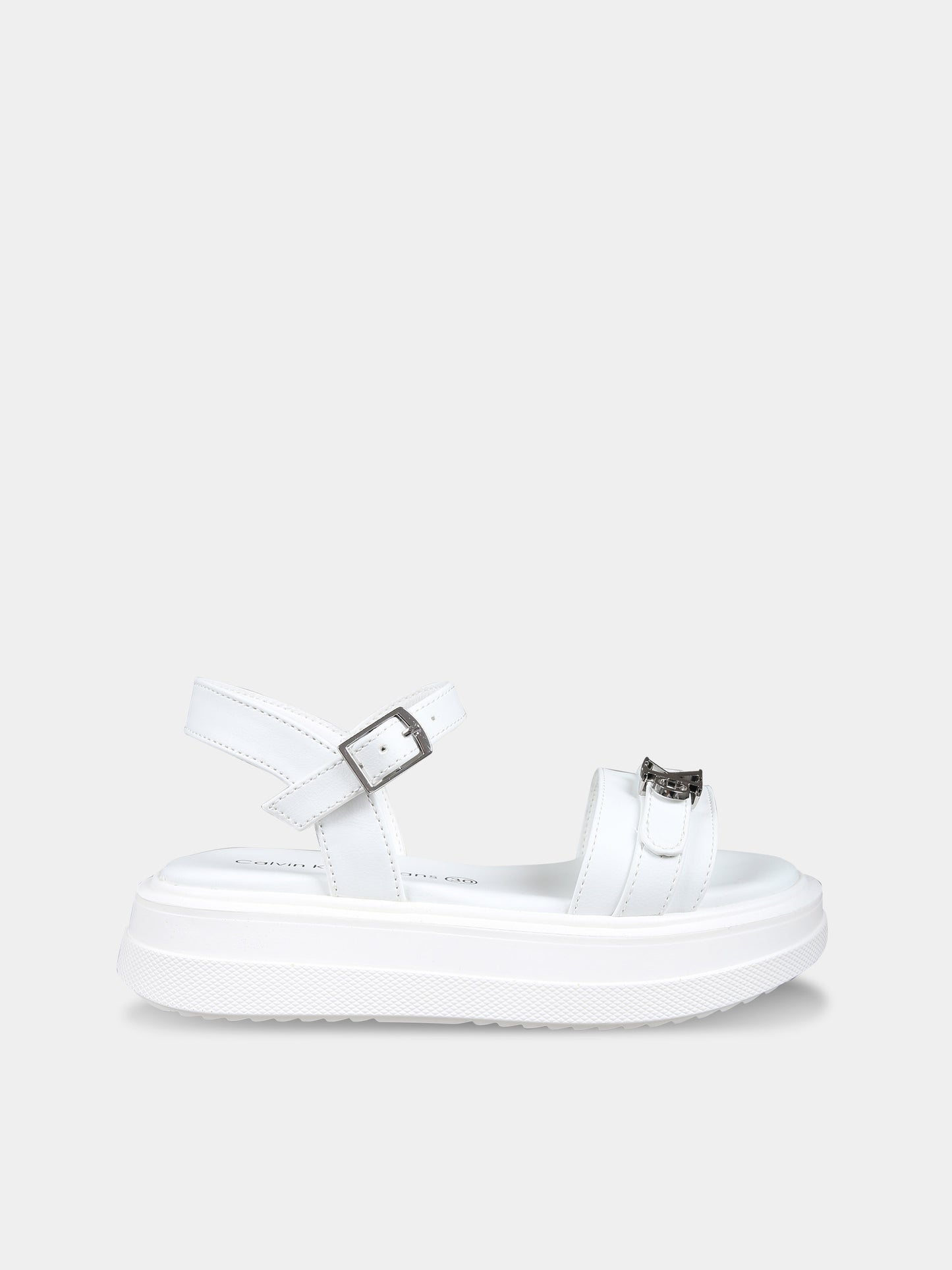 Sandali bianchi per bambina con logo,Calvin Klein Kids,V3A2 80832 0371100