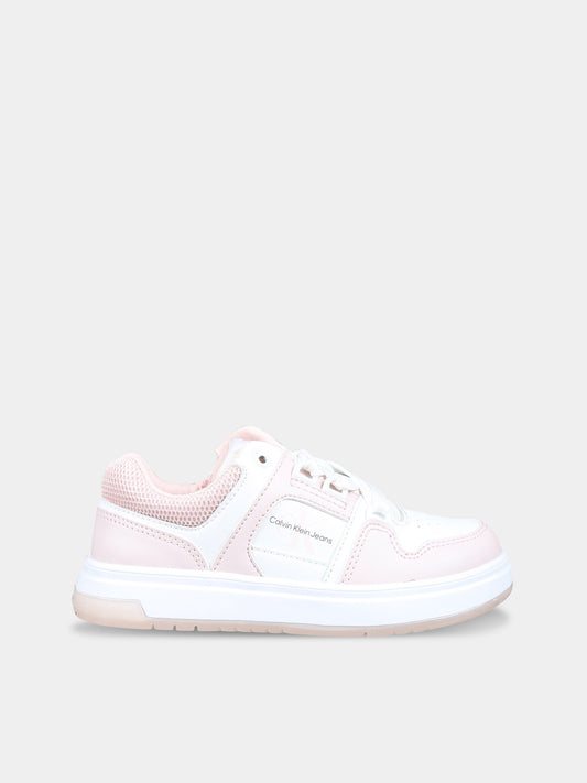 Sneakers rosa per bambina con logo,Calvin Klein Kids,V3A9 80797 1355X054