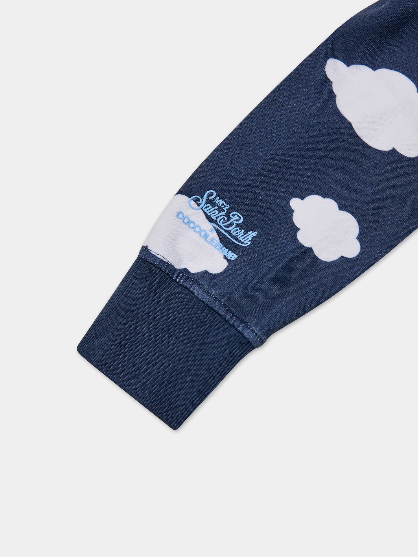 Felpa blu per bambini con iconiche nuvole e Ducky Clouds,Saint Barth X Coccolebimbi,HUTTON N DUCKY CLOUDS 61 EMB