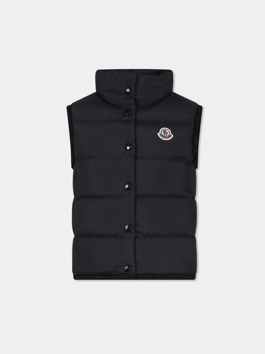 Gilet Badia nero per bambino con logo,Moncler Kids,J2954 1A00037 54A81 999